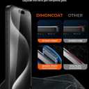 DIMONCOAT 4-PACK TOP 9H+ Glass for iPhone 15 Pro Max Privacy Screen Protector [Auto Alignment Kit] [10X Military Protection] UNBREAK Tempered Glass Film for iPhone 15 Pro Max 6.7 inch Case-Friendly