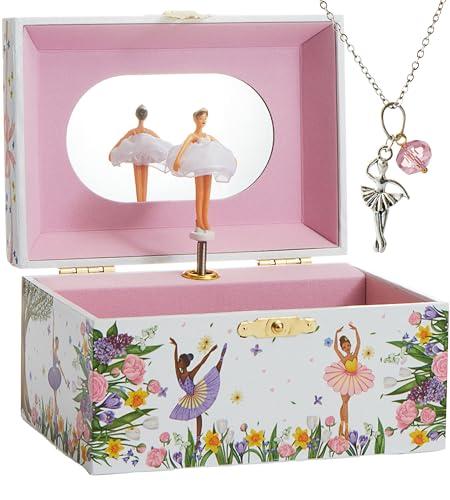 ABI + OLIE Musical Ballerina Jewelry box for Girls - Ballerina Music Box - Ballet Gifts - Toys for Girls 4-6 plus, Ballerinas & Flowers