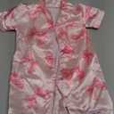 Kavousa Newborn Baby Girl Birthday Satin Pajamas Bow Cake Romper Button Down One-Piece Jumpsuit Sleeper Infant Silk Sleepwear 3-6M