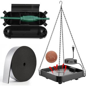 4 Pack Heated Bird Bath for Winter Outdoors, 75w Hanging Birdbath with Birdbath Copper Disk Pipe Insulation Tape Extension Cord Cover, Bird Feeder for Winter Outdoor Garden Yard Patio Lawn(Classic)