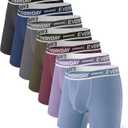 Separatec Cotton Dual Pouch Men's Underwear Comfortable Soft Breathable Everyday Boxer Briefs for men 7 Pack (Medium, Gray Blue/Dark Blue/Olive Green/Black/Dark Gray/Dark Grape Purple/Gray Purple)