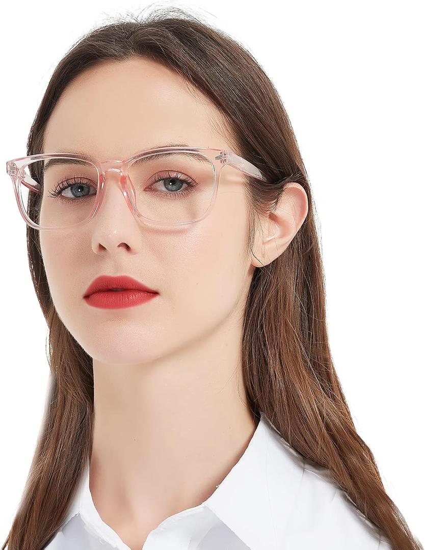 MARE AZZURO Blue Blocking Reading Glasses Women Light Computer Readers (Pink, 4.0x)