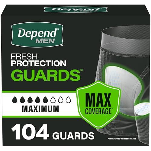 Depend Guards Incontinence Pads for Men, Maximum Absorbency, 52 Count, 