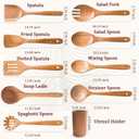 Natural 10-Piece Acacia Wooden Utensil Set, Exquisite Comfort Grip Wooden Spoons for Cooking with Utensils Holder