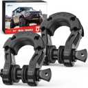 Nilight 2 Pack 3/4" Mega D-Ring Shackle with 7/8" Screw Pin 68,000LBS Break Strength, Heavy Duty Off Road Recovery Shackle for Use with Tow Strap, Winch, Off-Road Jeep Truck Vehicle (Black-31 Ton)