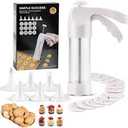 Cookie Press for Baking, Spritz Cookie Press, Cookie Press Gun Kit with 12 Cookie Press Discs and 6 Icing Tips, for DIY Biscuit Maker, Cake Icing Decoration,White