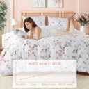 Shilucheng 100% Cotton Floral Duvet Cover King Size - 600 Thread Count, Breathable & Cooling Comforter Cover with Zipper ClosureHotel Bedding Duvet Covers 3 Piece (Jacaranda & Pink)