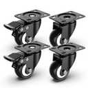 2 inch Swivel Caster Wheels, Heavy Duty Plate Casters with Safety Brake Total Capacity 600lbs for Set of 4 (2 with Brakes and 2 Without)