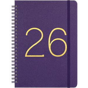 2026 Planner - Planner 2026 Weekly and Monthly, January 2026 - December 2026, 2026 Calendar Planners with Inner Pocket, Elastic Closure, 6.45" x 8.45" - Purple