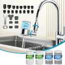 KLLEYNA Pull-Down Faucet-Mount Water Filters - (22 Adapters) Swivel 720 Sink Tap Filtration, ACF Reduce 99% Chlorine for Great Taste, 528 Gallon Purifier Kitchen/Bathroom,High Pressure 2-Mode Spray
