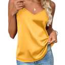 Zeagoo Women's Silk Satin Tank Tops 2026 V Neck Adjustable Spaghetti Strap Sleeveless Camisole Summer Basic Blouse Yellow L 