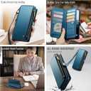Defencase for Galaxy S25 Edge Case Wallet with RFID Blocking Card Holder for Women Men, Elegant PU Leather Magnetic Snap Flip Strap Zipper Phone Wallet Case for Samsung Galaxy S25 Edge 6.6", Dark Blue