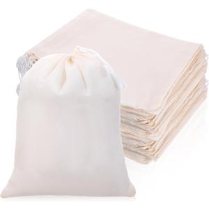 SHENLIU 100 Pieces Drawstring Cotton Bags Muslin Bags for Storage, 8 x 10 Inches Multipurpose Sachet Pouch for Tea Jewelry Wedding Party Favors Storage Home Supplies Beige