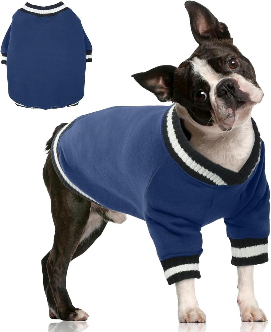 FUAMEY Dog Pullover SweatshirtDog Winter Sweaters Warm Dog Clothes Dog Vest Thick Puppy Pullover Soft Pet Fleece Sweater Cute Doggie Boy Girl Outfit for Small Medium Dogs Blue M (Medium(chest:25.2in))