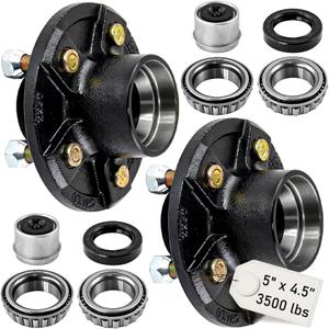 5 on 4.5" Trailer Hub Kit Fit for 1"-1/16" Trailer Axles 3500lbs,Boat Trailer Hubs 5 Lug with L68149/L44649 Bearing Kit,2 Sets