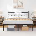OSASET Queen Bed Frame with Headboard - 14 Inch Queen Bed Frame Metal Bed Frame Queen Size No Box Spring Noise Free Easy Assembly