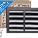 Fits 12x8 Duct Opening | Steel Return Air Grille by Handua | Vent Cover Grill for Sidewall and Ceiling | Black | HVAC Cold Air Intake Grille | Outer Dimensions: 13.75"W X 9.75"