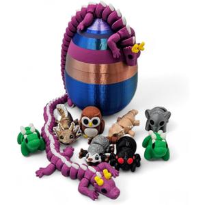 10 Pack Mystery Mini Animal Packs - 3D Printed Articulating Figurines - Unique and Fun Designs Includes Mystery Egg - Stress Relief (10 Pack)
