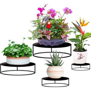Metal Plant Stand for Outdoor Indoor Plants-4 Pack Heavy Duty Round Plant Pot Shelf for Planter,Multiple Size Corner Potted Plant Holders for Garden Home
