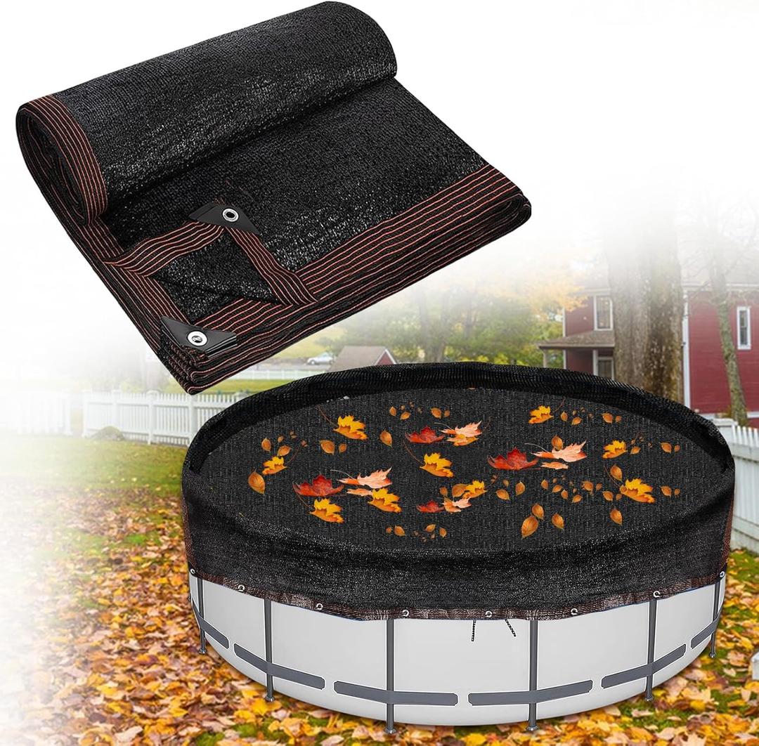 20 Feet Round Leaf Net Cover for Above Ground Pool - Winter Cover Mesh CoverPool Safety Net Fits 18FT Above Ground Pools, Keeps Leaves Out of Your Pool Black