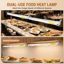 48-Inch Food Heat Lamp - 1350W Commercial Food Warmer Lamp Overhead Stainless Steel Catering Heat Lamps Electric Strip Heater for Restaurant Buffet Parties Kitchen, Silver 115V
