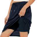 Zando Tennis Skirts for Women with Pockets Athletic Knee Length Golf Casual Skorts Shorts Sports Drawstring Waist Skirt (X-Large, Navy)