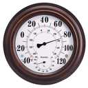 Indoor Outdoor Thermometer Hygrometer - 8" Bronze Steel Wall Thermometer Hygrometer for Patio, Wall or Decorative, No Battery Needed Hanging Thermometer