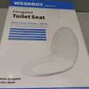 Toilet Seat Elongated, Slow Close Hinges, Non-Slip Bumpers, White | Easy Clean Toilet Seat Cover, Two Mounting Kits, Durable High-Gloss Plastic, Quick-Release, for Standard Elongated Toilets