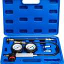 Handor Cylinder Leak Down Tester Kit Dual Pressure Gauges Engine Compression Leakdown Detector Leakage Test Set for Gasoline Engine Leak Detection Tester Kit Piston Ring Valve Head Gaskett (Blue)