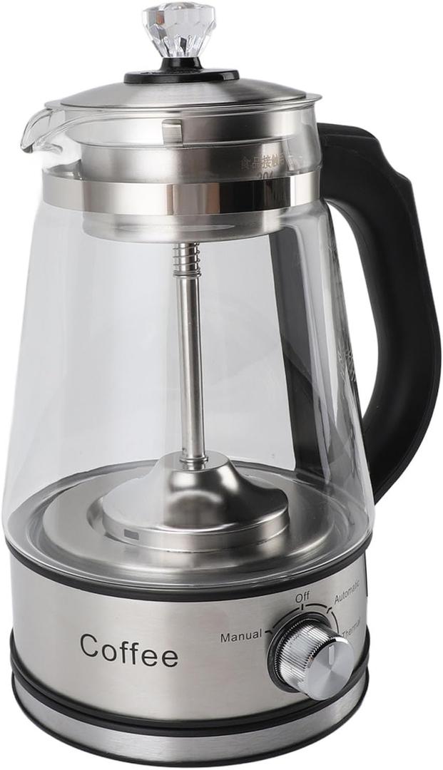 600W Electric Tea Maker Kettle with 4 Gears Keep Warm, Glass Tea Maker Pot for Coffee, Hot Water Needs 1L