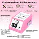 LAVAED Professional Nail Drill Electric Nail File Kit, Nail Filer Electric with 156pcs Sanding Bands and Nail Dril Bits for Acrylic, Gel Nail Manicure and Pedicure, Pink