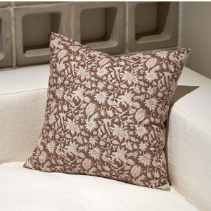 Amor Virisso Floral Throw Pillow Covers 18x18 Couch Pillows for Living Room Decorative Accent Pillow Covers Block Print Farmhouse Neutral Pillow Covers Sofa Pillows 1PC, Brown