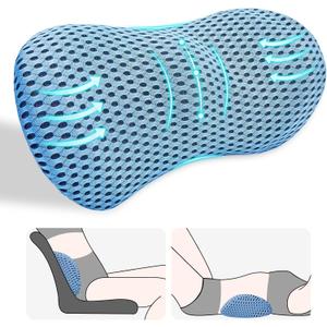 Lumbar Support Pillow, Back Pillow for Low Back Pain Relief, Ergonomic Streamline Car Seat, Office Chair, Recliner and Bed (Blue)