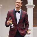 COOFANDY Mens Floral Tuxedo Jacket Paisley Shawl Lapel Suit Blazer Jacket for Dinner,Prom,Wedding (Black, XL)