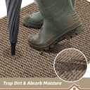 BEQHAUSE Dirt Trapper Door Mat 17" x 30" Half Circle Non Slip Washable Doormats Entrance Rugs Absorbent Welcome Low Profile Floor Mats for Front Back Door and Entryway, Taupe