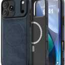 Magnetic for iPhone 17 Pro Max Leather Case, [Compatible with Magsafe] Business Classic Style Shockproof Men WomenProtective Slim fit Phone Cover for iPhone 17 Pro Max, Blue