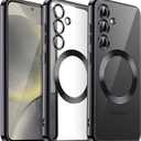 JETech Soft Clear Case for Samsung Galaxy S24 6.2-Inch, Camera Lens Full Protection, Compatible with MagSafe Wireless Charging, Shockproof Electroplated TPU Phone Cover (Onyx Black)