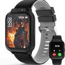 Smart Watch for Kids 1.85" with Fitness Tracker, Sleep Monitor, 22/100+ Sport Modes, DIY Dial, IP68 Waterproof, Step Counter, Heart Rate, Camera, with/Without APP, Gift for 3-12 Years Old Boys Girls (Black)