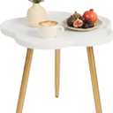 danpinera Small Side Table with Wooden Flower Tray, Metal Legged End Table, 14.96" x 14.96" x 17.52"