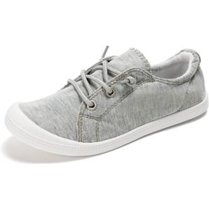 FUNKYMONKEY Shoes for Women, Comfort Low Top Canvas Slip On Sneakers Classic Casual Walking Shoes (9, Grey/Jd)