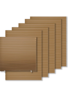 MYshade 6 Pack Temporary Blackout Paper Shades for Windows,Paper Pleated Blinds with Adhesive,No Tools No Drilling Free Cut Size Temporary Room Darkening Shades(Brown, 36" W x 72" H)