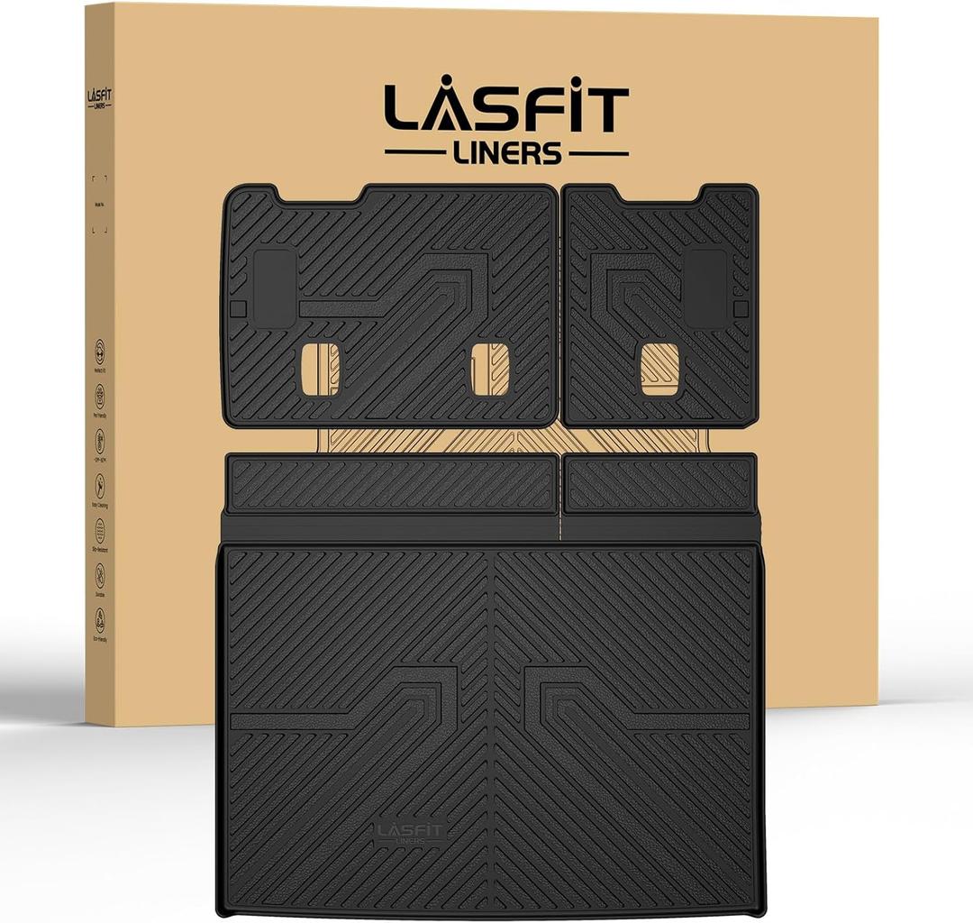 LASFIT Trunk Mat with Backrest Mat 2015-2020 for Chevrolet Chevy Suburban/ GMC Yukon XL(Only Yukon XL, Not Fit Yukon)/ Cadillac Escalade ESV(Only Escalade ESV, Not Fit Escalade), All Weather TPE Mat