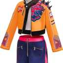 Girls Halloween Costume, Black and Yellow Polyester Top and Pants Set for Cosplay Events and Parties