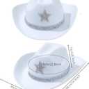 Cowgirl Hat for Women Men Sequin Rhinestone Western Adults Cowboy Hat with Sunglasses Bandanas