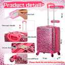 Redbaker 17 Inch 6 Pcs Kids Luggage Set Kids Rolling Luggage Double Pattern Suitcase for Boys Girls (Hot Pink, Leopard Print Style)