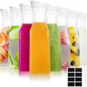 YOUEON 8 Pack 50 Oz Plastic Water Carafe with Lid and Label, Clear Water Drink Containers, Juice Carafe Pitcher Bulk for Water, Juice, Iced Tea, Soda, Lemonade and Other Beverages