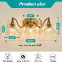 hesoge Vintage Bathroom Light Fixture Brushed Gold Vanity Light with Crystal Glass Shade Antique Brass 3 Light Bathroom Light Over Mirror