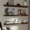 Floating Shelves for Wall, 48 Inch Extra Long Walnut Wall Shelves, Set of 3, Hanging Invisible Brackets Floating Shelves for Living Room, Bedroom, and Kitchen