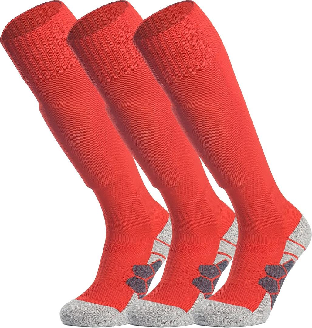 APTESOL Knee High Soccer Socks (3Pair) Team Sport Cushion Athletic Socks for Kids Youth Adult Medium