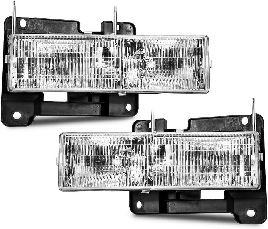 EPIC LIGHTING OE Style Halogen Headlights Assembly Replacement for CHEVROLET GMC 88-02 C10 K10 BLAZER YUKON TAHOE SUBURBAN [ GM2502101 GM2503101 15034929 15034930 ] Pair (Driver + Passenger Side)